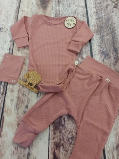 Rostoucí celoroční MERINO komplet Lambio, DR - Dusty rose žebro*