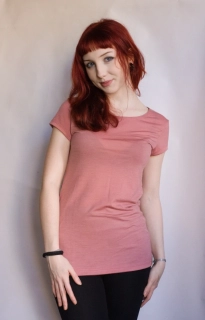 Dámské letní MERINO tričko ZM Basic, KR - Dusty rose 