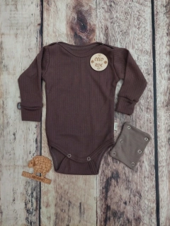 Rostoucí celoroční MERINO body Lambio, DR - Kávové žebro
