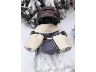 Merino rukavice na kočárek - krémové