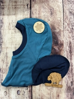 Zimní dvouvrstvá MERINO kukla Lambio - Petrol/navy