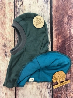 Zimní dvouvrstvá MERINO kukla Lambio - Šalvěj/petrol