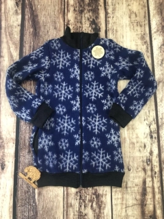 Mikina merino fleece se stojáčkem na zip - modrá vločka