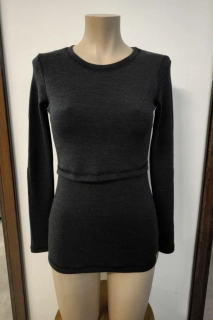 Dámské zimní MERINO kojící tričko ZM Basic, DR - Antracit melé