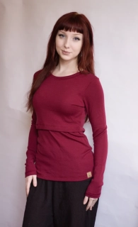 Dámské zimní MERINO kojící tričko ZM Basic, DR - Javor