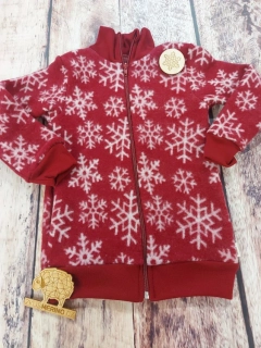 Mikina merino fleece se stojáčkem na zip Lambio - Bordo vločka