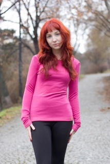 Dámské celoroční MERINO tričko ZM Basic, DR - Tmavě růžová