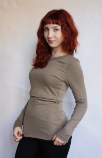 Dámské zimní MERINO kojící tričko ZM Basic, DR - Taupe