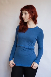 Dámské zimní MERINO kojící tričko ZM Basic, DR - Středně modrá