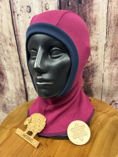 Zimní MERINO kukla Lambio - Sangria/navy lem