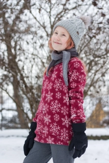 Junior Mikina merino fleece se stojáčkem ZM basic - Bordó vločka