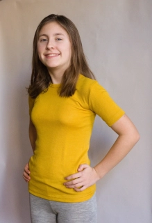 Merino/hedvábí Junior tričko Engel, KR - Šafrán