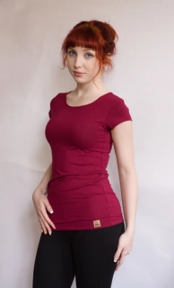 Dámské bambusové tričko ZM Basic, KR - Vínové