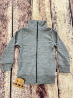 Mikina merino jaro/podzim se stojáčkem na zip Lambio - Světle šedý melír