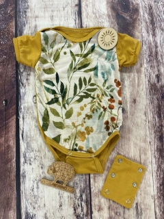 Rostoucí letní MERINO body Lambio, KR - Lístečky/kari*