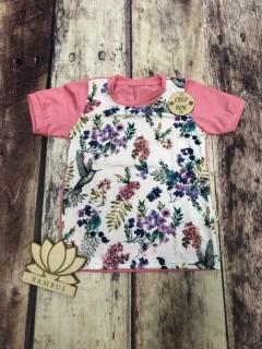 Dětské BAMBUSOVÉ tričko Lambio, KR - Kytičky/růžová*