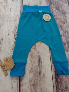 LETNÍ merino harémky Lambio - Petrol/tyrkys lem*