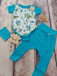 Rostoucí BAMBUSOVÝ komplet Lambio, KR - Luční ptáčci/azur*