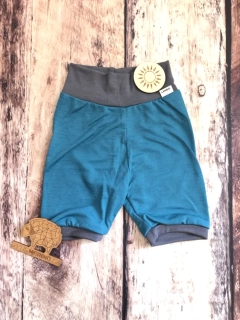 Letní MERINO capri kraťasy Lambio - Petrol/šedý lem