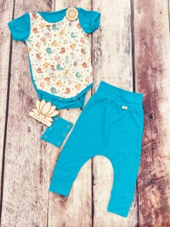 Rostoucí BAMBUSOVÝ komplet Lambio, KR - Ptáčci/azur*