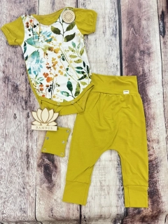 Rostoucí BAMBUSOVÝ komplet Lambio, KR - Lístečky/zlatozelená*