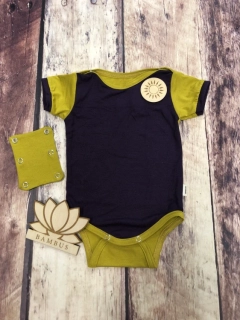 Rostoucí bambusové body Lambio, kr.rukáv - Fialová/zlatozelená*