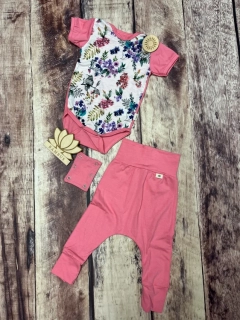 Rostoucí BAMBUSOVÝ komplet Lambio, KR - Kytičky/růžová*