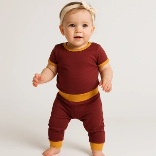 Rostoucí letní MERINO komplet Lambio, KR - Bordo/kari lem*