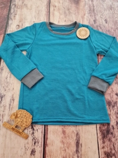 Letní MERINO tričko Lambio, DR - Petrol/šedý lem*