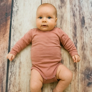 Rostoucí letní MERINO body Lambio, DR - Dusty rose*