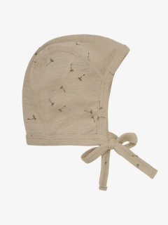 Dětská merino/hedvábí zavazovací čepice FIXONI - Light Taupe