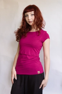 Dámské bambusové kojicí tričko ZM Basic, KR - Sangria