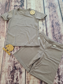 Dětský letní merino/lycra komplet/pyžamo Lambio, KR - Oříšek 
