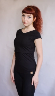 Dámské letní MERINO kojící tričko ZM Basic, KR - Černé