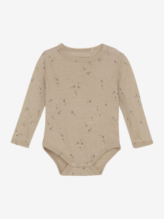 Celoroční merino/hedvábí body Fixoni, DR - Celopotisk - Light Taupe
