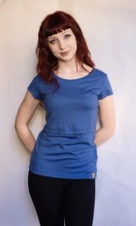 Dámské celoroční MERINO kojicí tričko ZM Basic, KR - Středně modré