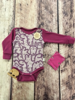 Rostoucí zimní MERINO body Lambio, DR - Postavičky mauve/sangria*