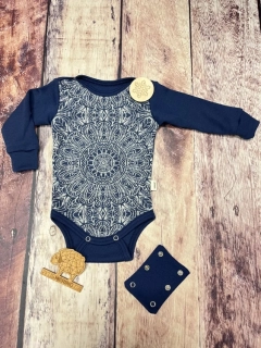 Rostoucí zimní MERINO body Lambio, DR - Mandala modrá/navy*
