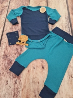 Rostoucí zimní MERINO komplet Lambio, DR - Petrol/Navy*