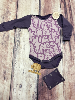 Rostoucí zimní MERINO body Lambio, DR - Postavičky mauve/fialová*