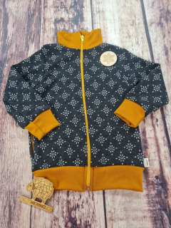 Mikina merino jaro/podzim se stojáčkem na zip Lambio - Polárka antracit/hořčice