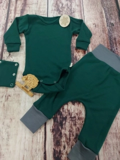 Rostoucí zimní MERINO komplet Lambio, DR - Lahvově zelený*