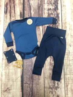 Rostoucí zimní MERINO komplet Lambio, DR - Středně modrá/navy*