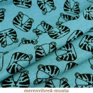 Zimní MERINO metráž - Tygři/mořská zelená
