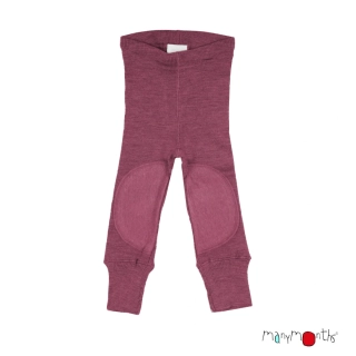 Merino longies ManyMonths se záplatami - Dark Cerise