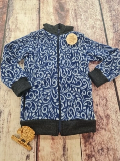 Mikina merino fleece se stojáčkem na zip - Kudrlinky modré