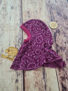 Zimní MERINO kukla Lambio - Fialovorůžové kudrlinky