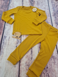 Zimní MERINO komplet / pyžamo Lambio - Hořčice*