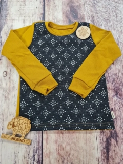 Zimní MERINO tričko Lambio, DR - Antracit polárka/hořčice*