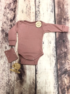 Rostoucí celoroční MERINO body Lambio, DR - Dusty rose žebro*